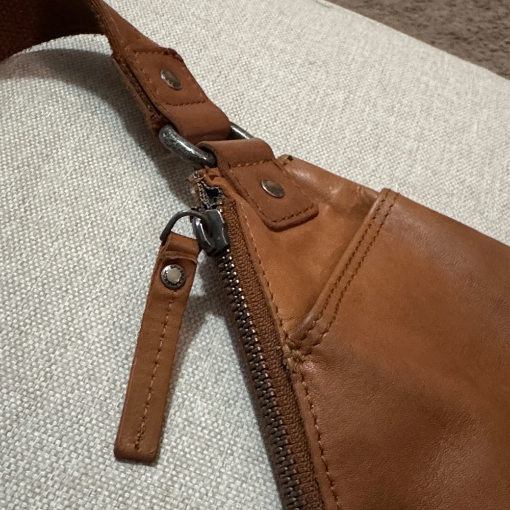 All Leather Spikes & Sparrow Sling Crossbody Bag/Pack-Brown-Multi Compartment - Picture 9 of 17